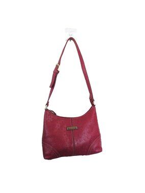 Rosetti Red Pebbled Faux Leather Shoulder Bag Zip Top Purse Adjustable Strap